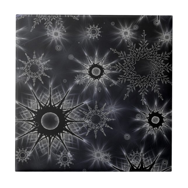 Ice Crystal Pattern on Black Tile (Front)