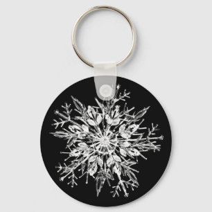 Ice crystal snowflake keychain