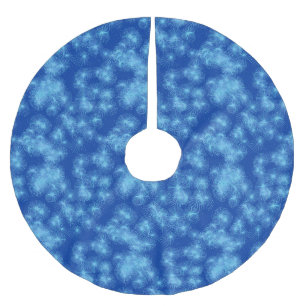 Ice crystal starbursts - cobalt blue brushed polyester tree skirt
