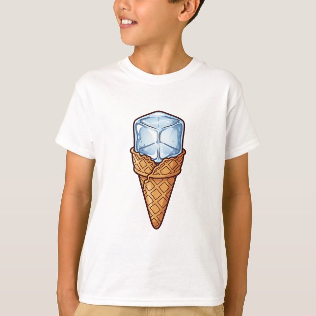 Ice Cube Waffle Cone Cool Treat Kids T-Shirt (Front)