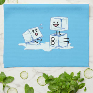 ice cubes icy cube water slipping stack melt cold kitchen towel