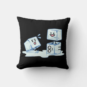 ice cubes icy cube water slipping stack melt cold throw pillow