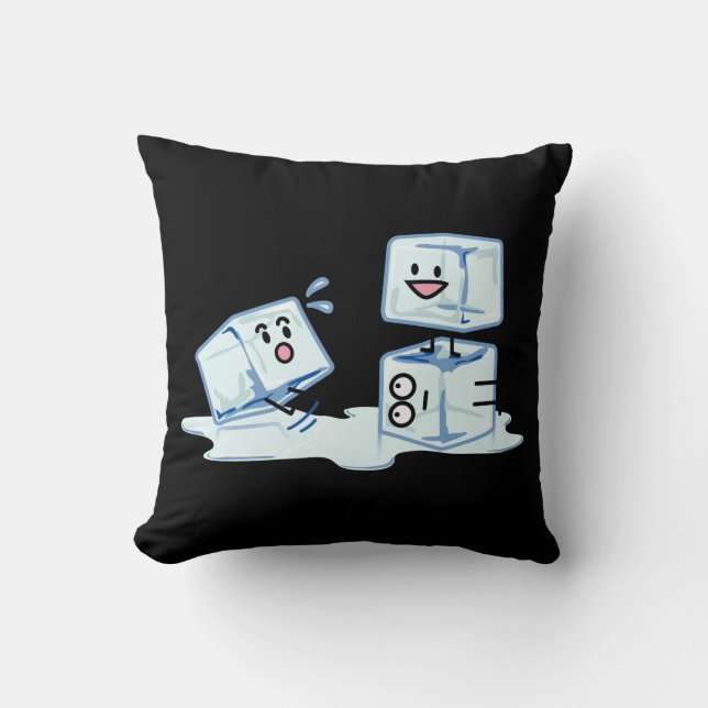 ice cubes icy cube water slipping stack melt cold throw pillow (Front)