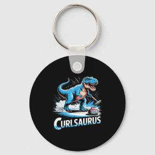 Ice curling player dinosaur t-rex funny curling keychain