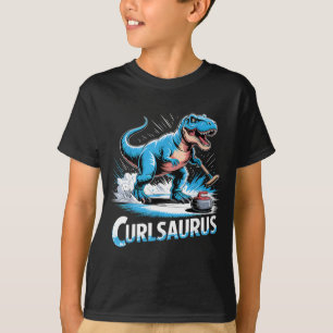 Ice curling player dinosaur t-rex funny curling T-Shirt