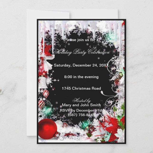 Ice Cycles Snow Christmas Party Invitation (Front)