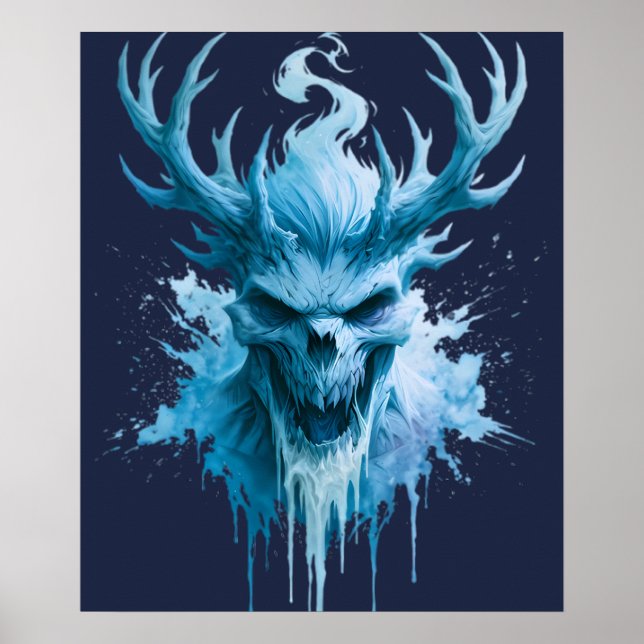 Ice Demon Watercolor Poster (Front)
