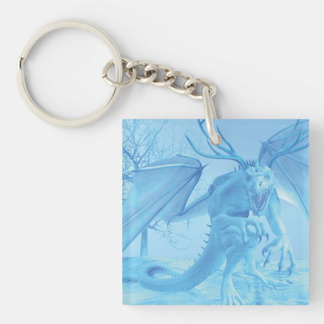 Ice dragon with antlers keychain (Front)