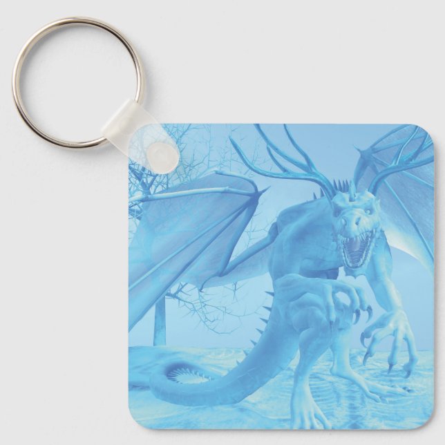 Ice dragon with antlers keychain (Front)