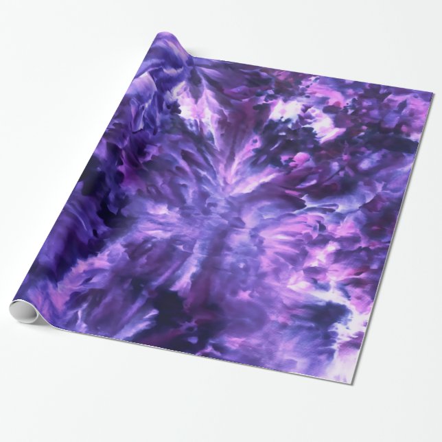 Ice Dyed Purple Heart Lilac Wrapping Paper (Unrolled)