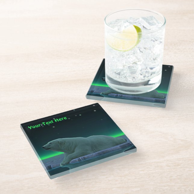Ice Edge Polar Bear Glass Coaster (Angled)