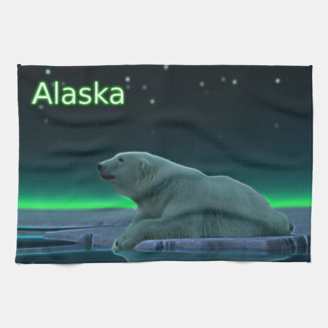 Ice Edge Polar Bear Kitchen Towel (Horizontal)