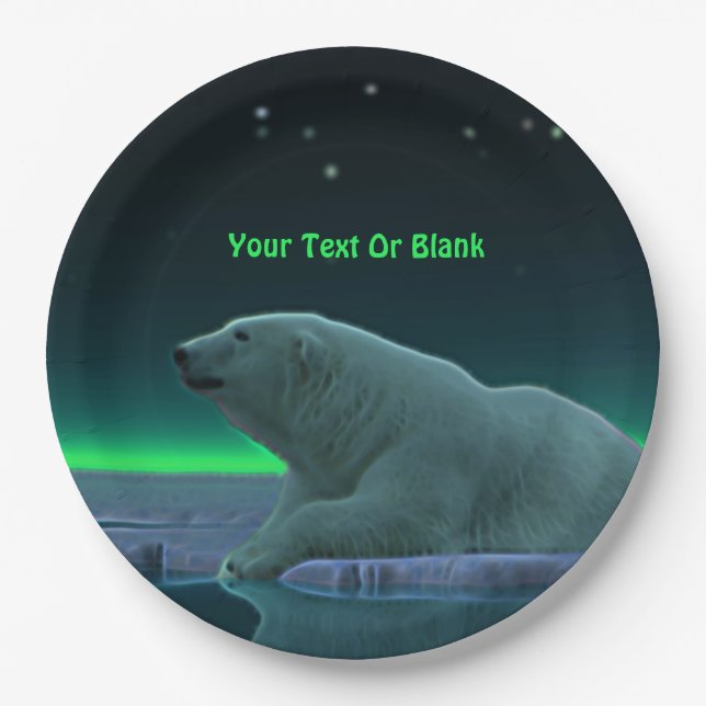 Ice Edge Polar Bear Paper Plate (Front)