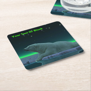 Ice Edge Polar Bear Square Paper Coaster