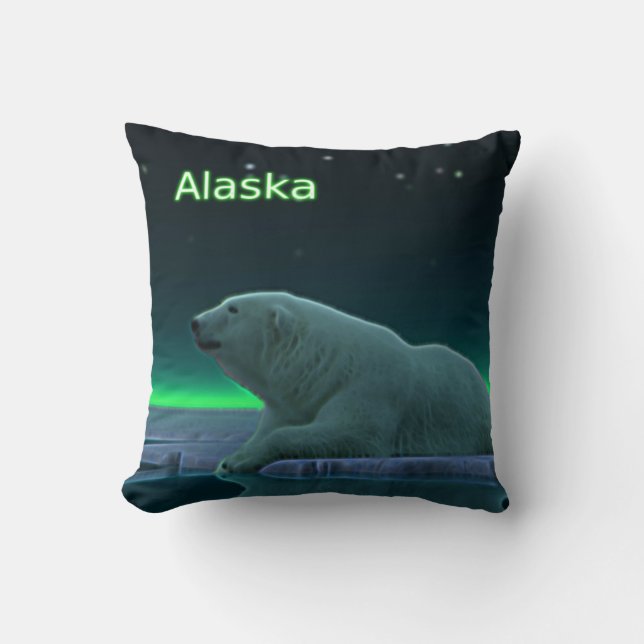 Ice Edge Polar Bear Throw Pillow (Front)