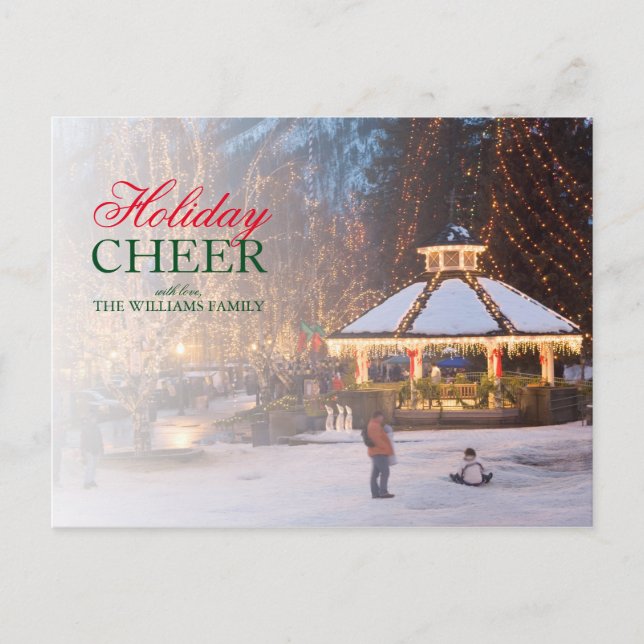 Ice Festival with Snowy Gazebo and City Park Holiday Postcard (Front)