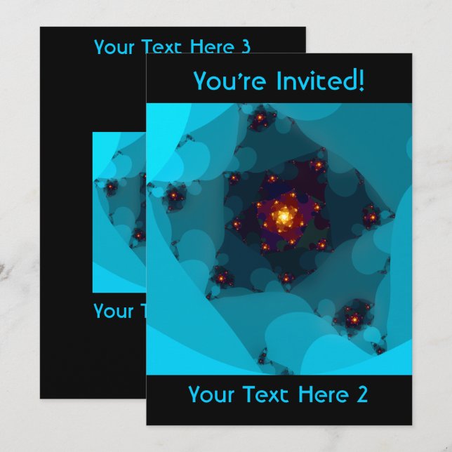 Ice Fire. Fractal Art. Blue. Invitation (Front/Back)