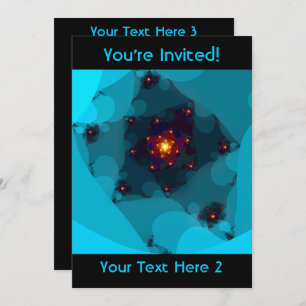 Ice Fire. Fractal Art. Blue. Invitation