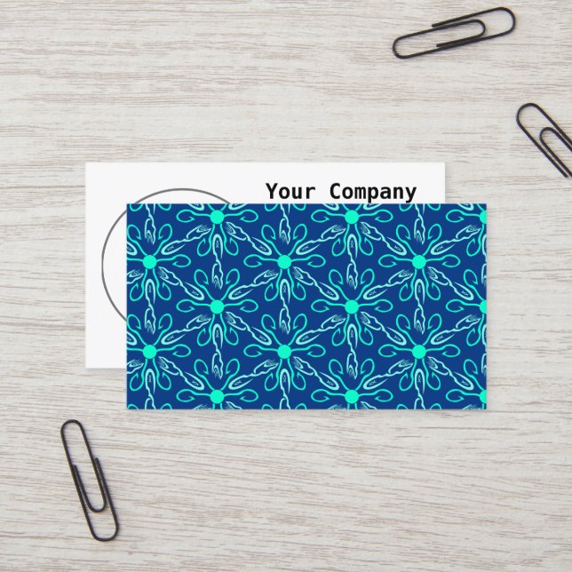 Ice Fisherman Snowflake Hexagon Pattern Business Card (Front/Back In Situ)
