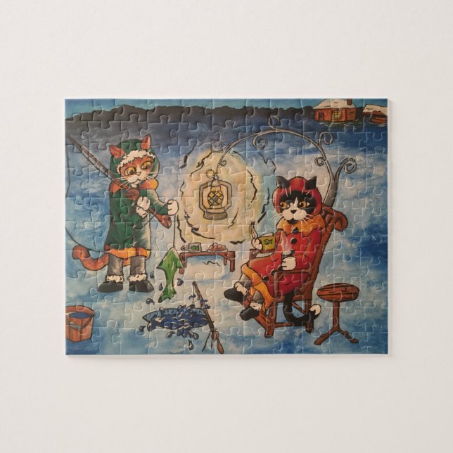 Ice Fishing at Night Jigsaw Puzzle (Horizontal)