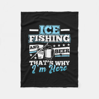 Ice Fishing Beer Fish Quote Fisherman Fleece Blanket