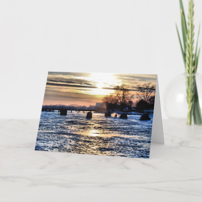 Ice Fishing Christmas Holiday Card (Front)