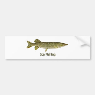 Ice Fishing Northern Pike Logo Bumper Sticker