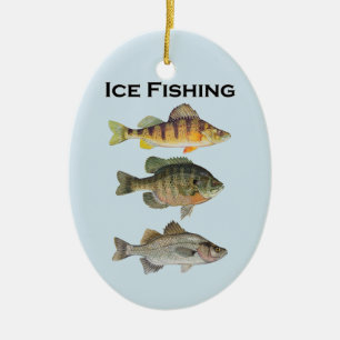 Ice Fishing Panfish Ceramic Ornament