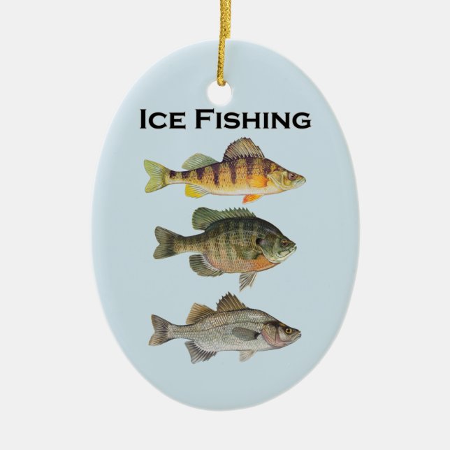 Ice Fishing Panfish Ceramic Ornament (Front)