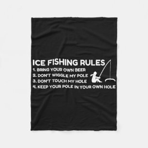 Ice Fishing Rules Funny Fleece Blanket
