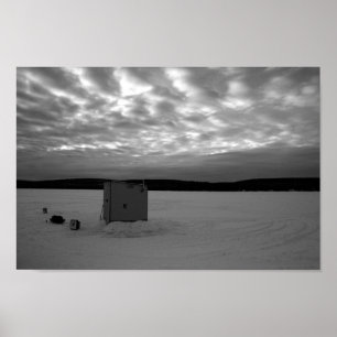 Ice Fishing Shanty, Upper Peninsula of Michigan Poster