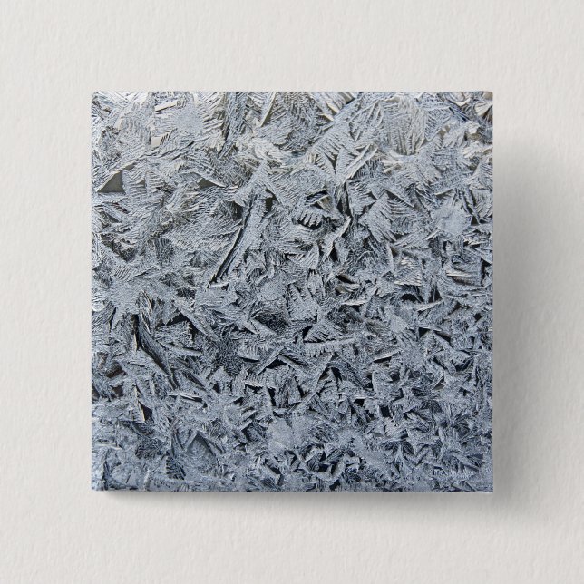Ice Frost Crystals Texture Image 2 Inch Square Button (Front)