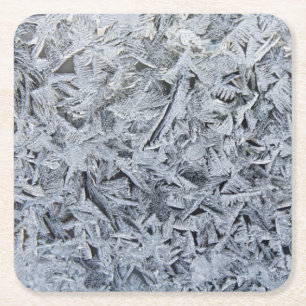 Ice Frost Crystals Texture Image Square Paper Coaster