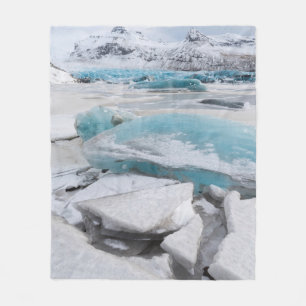Ice Glacial Formations In Winter Fleece Blanket