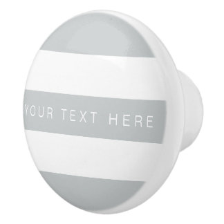 Ice Grey & White Striped Custom Ceramic Knob