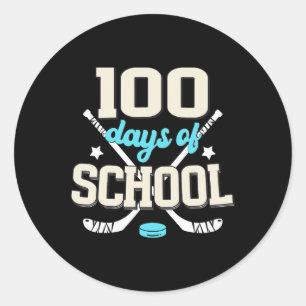 Ice Hockey 100 Days Of School 100th Day Of School Classic Round Sticker