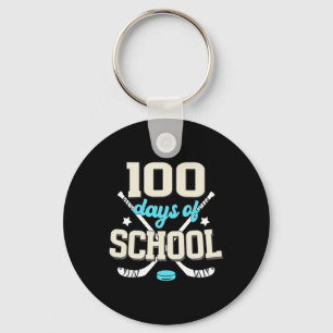Ice Hockey 100 Days Of School 100th Day Of School Keychain