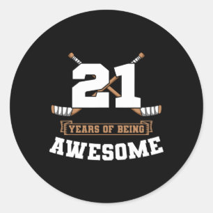 Ice Hockey 21st Birthday Sports Theme Party Goal T Classic Round Sticker