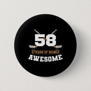 Ice Hockey 58th Birthday Sports Theme Party Goal T 2 Inch Round Button
