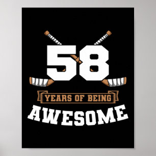 Ice Hockey 58th Birthday Sports Theme Party Goal T Poster