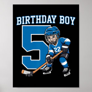 Ice Hockey 5 Years Birthday Boy 5th Bday Kids Hock Poster