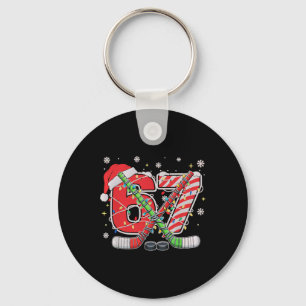 Ice Hockey 67 Christmas Funny Six Seven Meme Keychain