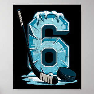 Ice Hockey 6 Years Birthday Boy 6th Bday Kids Hock Poster