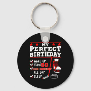 Ice Hockey 80th Perfect Birthday Party Player Spor Keychain