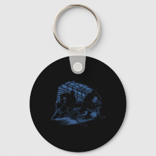 Ice Hockey Action Silhouette Graphic _1  Keychain