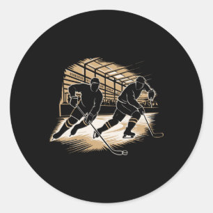Ice Hockey Action Silhouette Graphic Classic Round Sticker