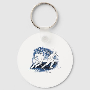 Ice Hockey Action Silhouette Graphic Keychain