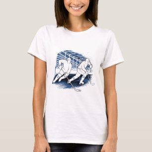 Ice Hockey Action Silhouette Graphic T-Shirt