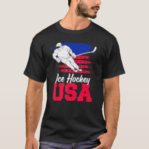 Ice Hockey American Flag USA Flag Support Team T-Shirt