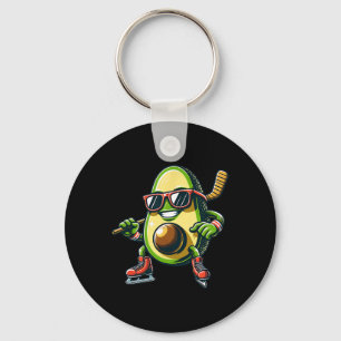 Ice Hockey Avocado Skating Fun Shades  Keychain